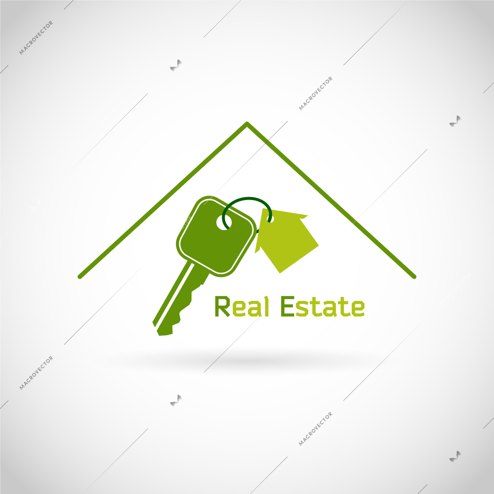 Real estate symbol roof and keys isolated on white background vector illustration