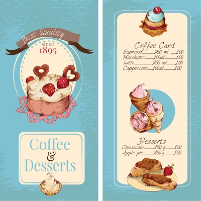 Food sweets bakery and pastry sketch colored desserts menu template vector illustration