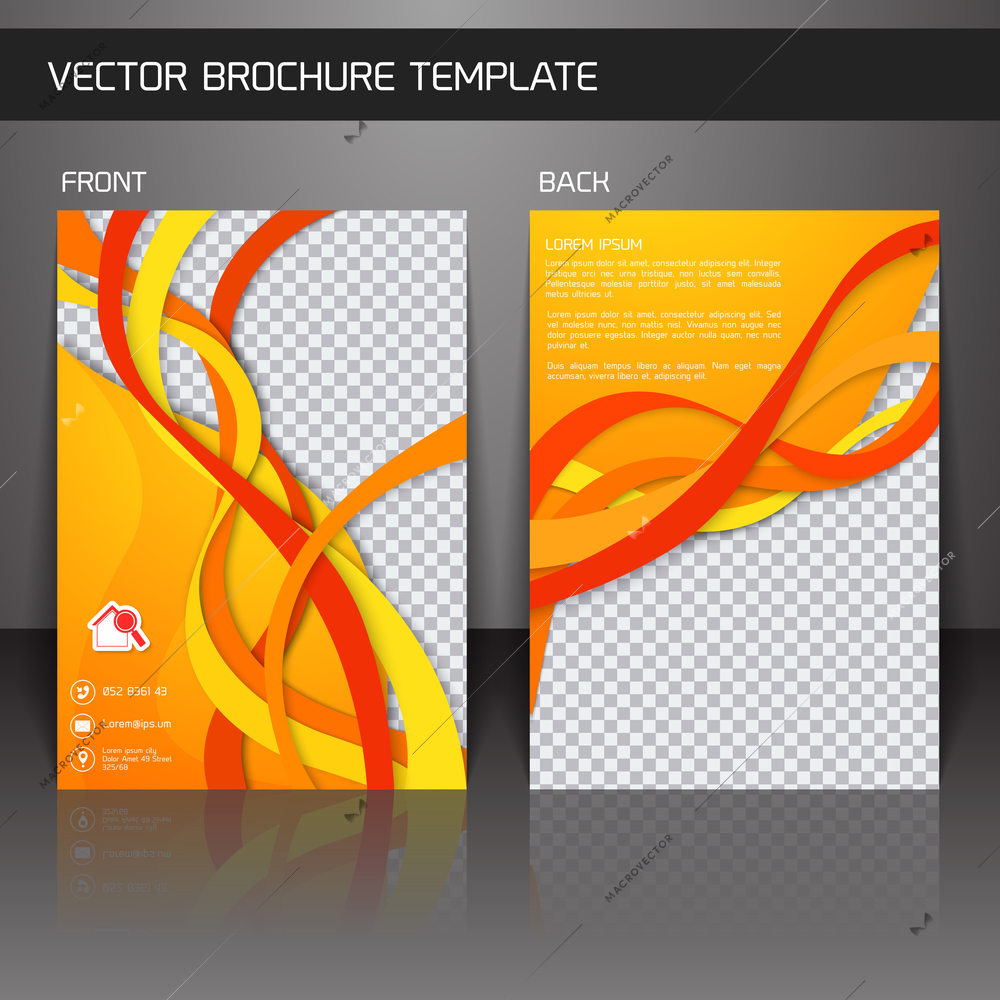Orange abstract design paper brochure flyer design back and front template vector illustration