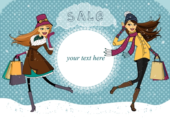 Winter holiday shopping promo banner vector illustration