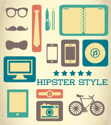 Flat hipster set of web elements vector illustration