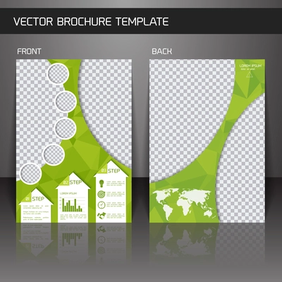 Green abstract design paper brochure leaflet design back and front template vector illustration