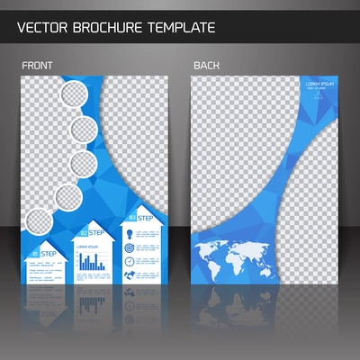 Blue abstract design paper brochure flyer design back and front template vector illustration