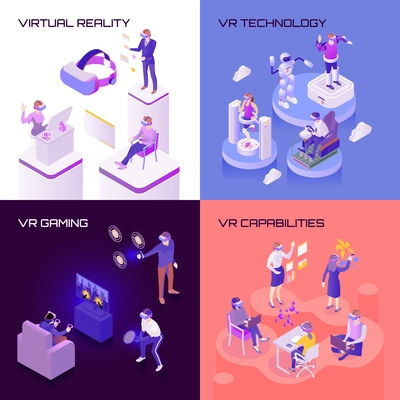 Virtual reality, capabilities of technology, vr gaming, isometric design concept isolated vector illustration