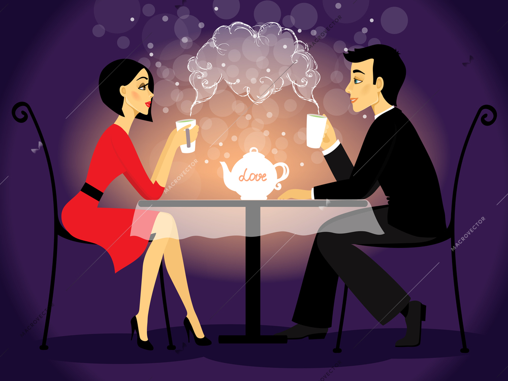 Dating couple scene, love confession vector illustration