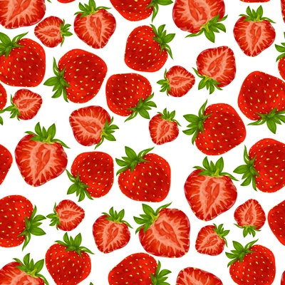 Natural fresh organic garden and forest strawberry seamless pattern vector illustration