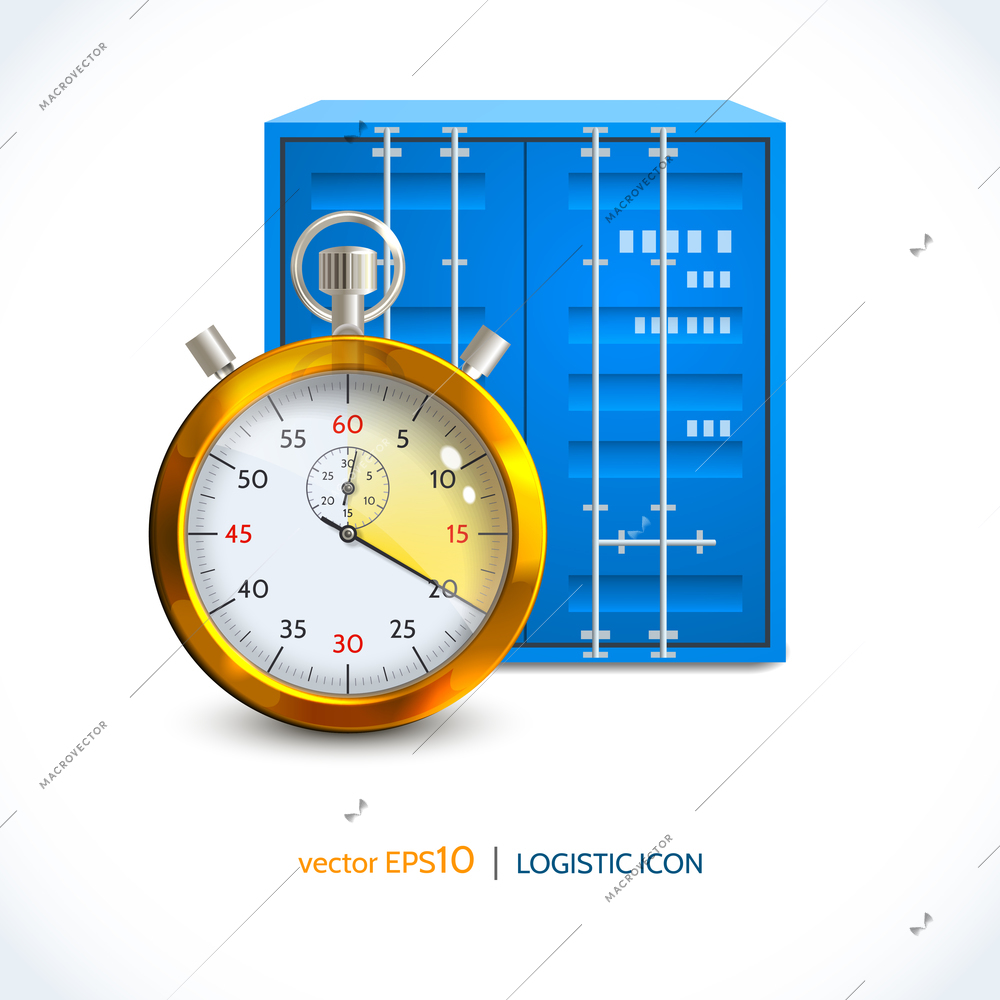 Logistic shipping realistic container hanging on crane hook icon isolated on white background vector illustration