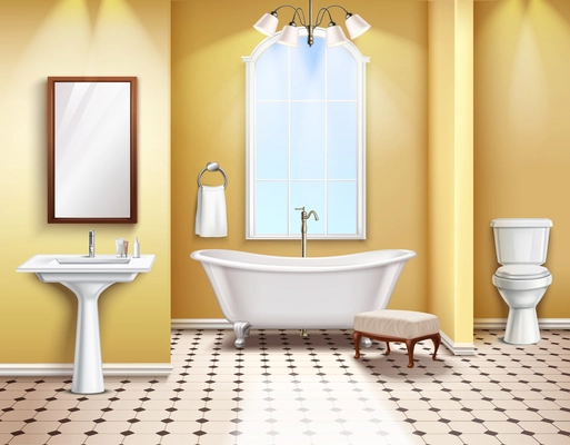 Realistic bathroom interior composition vector illustration