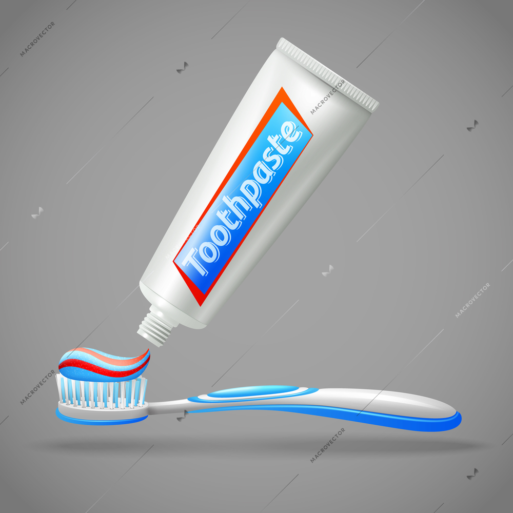 Design icons set with tube of  toothpaste and toothbrush isolated vector illustration