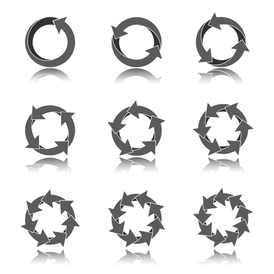 Circle round icons set refresh reload rotation symbols isolated vector illustration