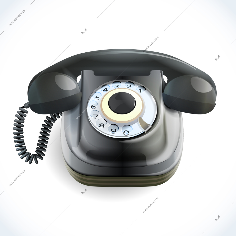 Retro style telephone with wire connection isolated on white background vector illustration