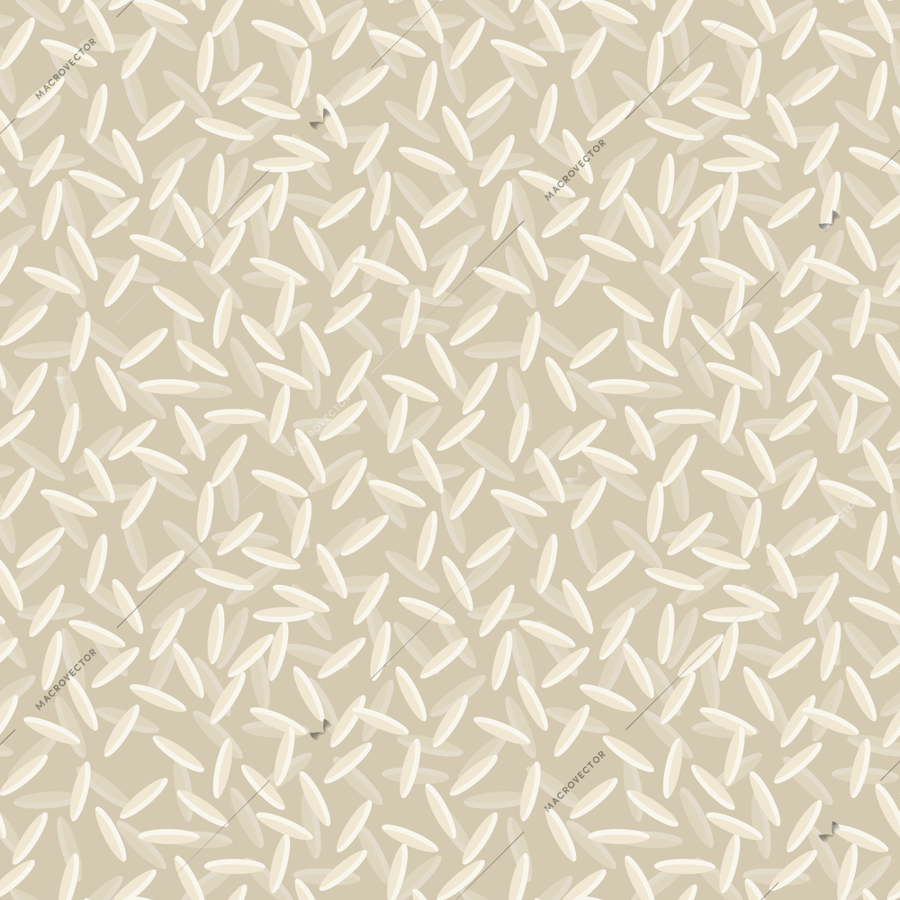 White dry rice grain seed food seamless pattern vector illustration.