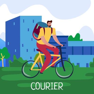 Courier service poster with fast delivery symbols flat vector illustration