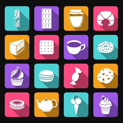 Pastry and sweets icons set of croissant layered cake cookies isolated vector illustration