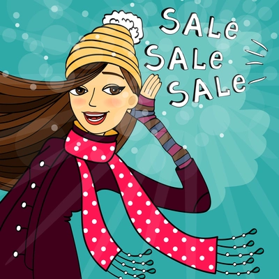 Winter shopping sale discounts banner vector illustration