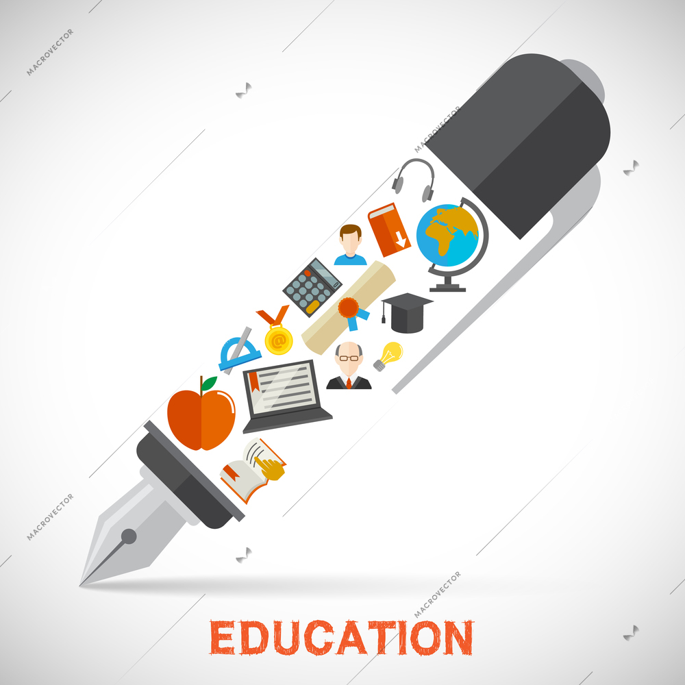 Education school university concept with pen and learning icons vector illustration