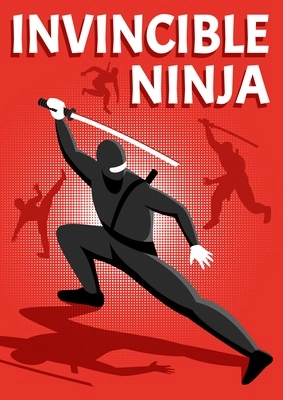 Invincible ninja warrior isometric shiny red background poster with popular online  action packed game character vector illustration