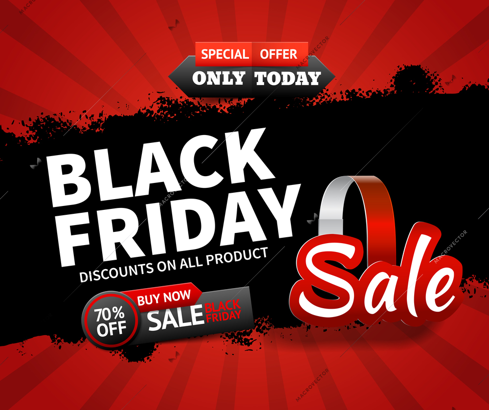 Flat design black friday sale and discounts on all products background vector illustration