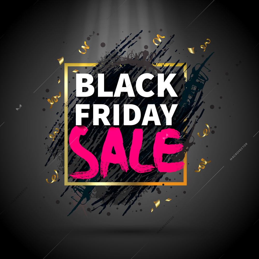 Black friday sale abstract dark background flat vector illustration