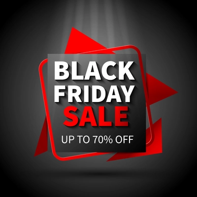 Black friday sale flat design poster on dark background vector illustration