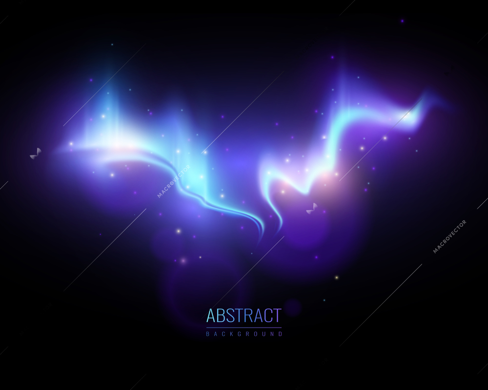 Bright northern lights on night starry sky abstract background realistic vector illustration