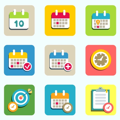 Calendar flat icons set for design vector illustration