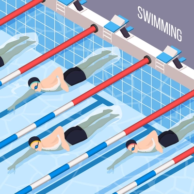 Swimming pool isometric background for people interested in sports vector illustration