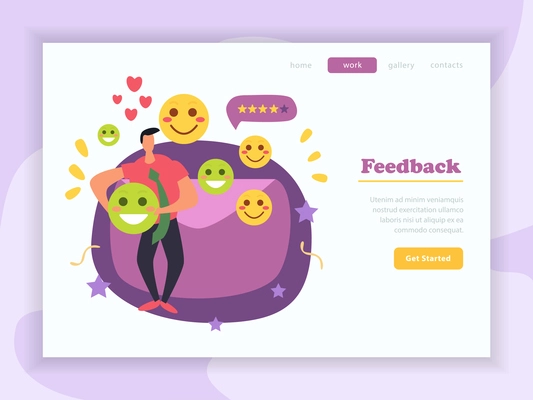 CRM customer relationship management landing page with composition of doodle images editable text and clickable buttons vector illustration