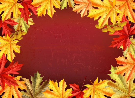 Thanksgiving day colored card with place for text and leaves of a maple tree style vector illustration