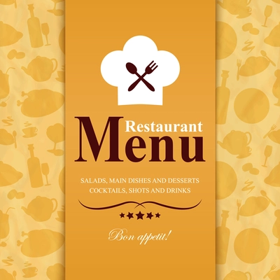 Retro vintage restaurant menu template with food icons background vector illustration