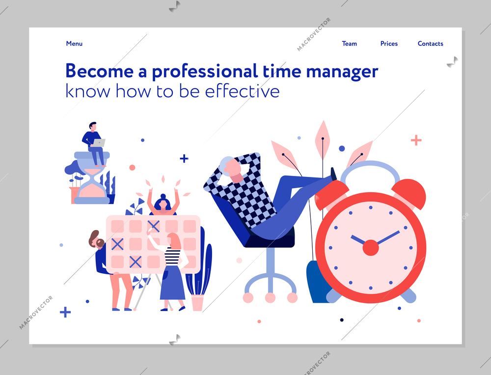 Professional time management and effective planning training advertisement flat composition with alarm clock tasks schedule vector illustration