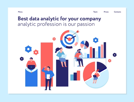 Best data analytics tools for your company business organization concept flat web page banner design vector illustration