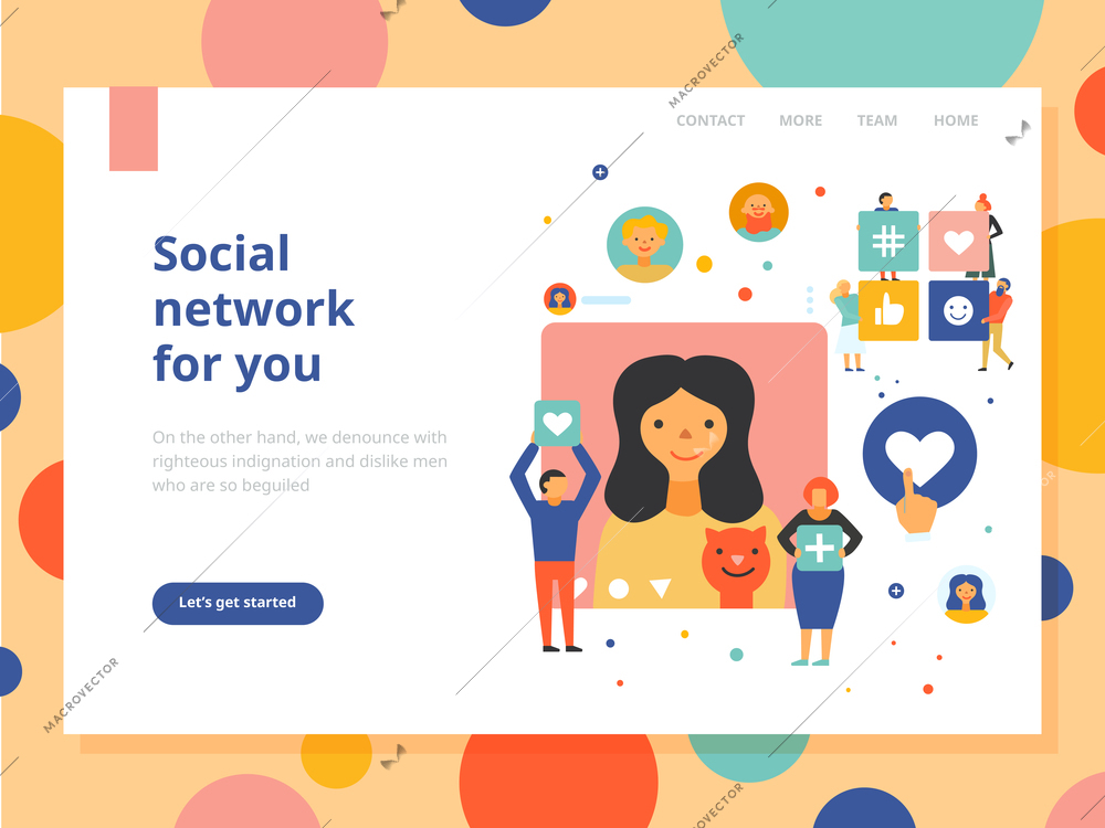 Social network groups people communication channels platforms   information sharing flat start web page composition banner vector illustration