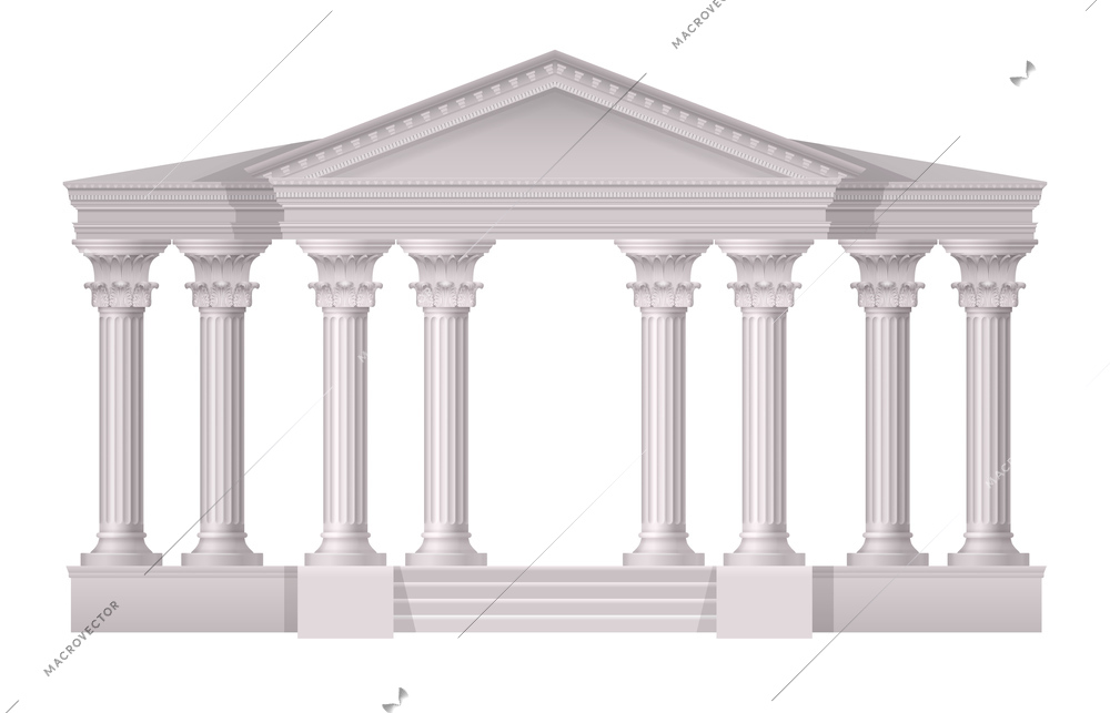 Realistic antique white columns realistic composition with 3d style on white background vector illustration