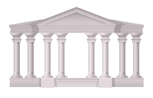 Realistic antique white columns realistic composition with 3d style on white background vector illustration