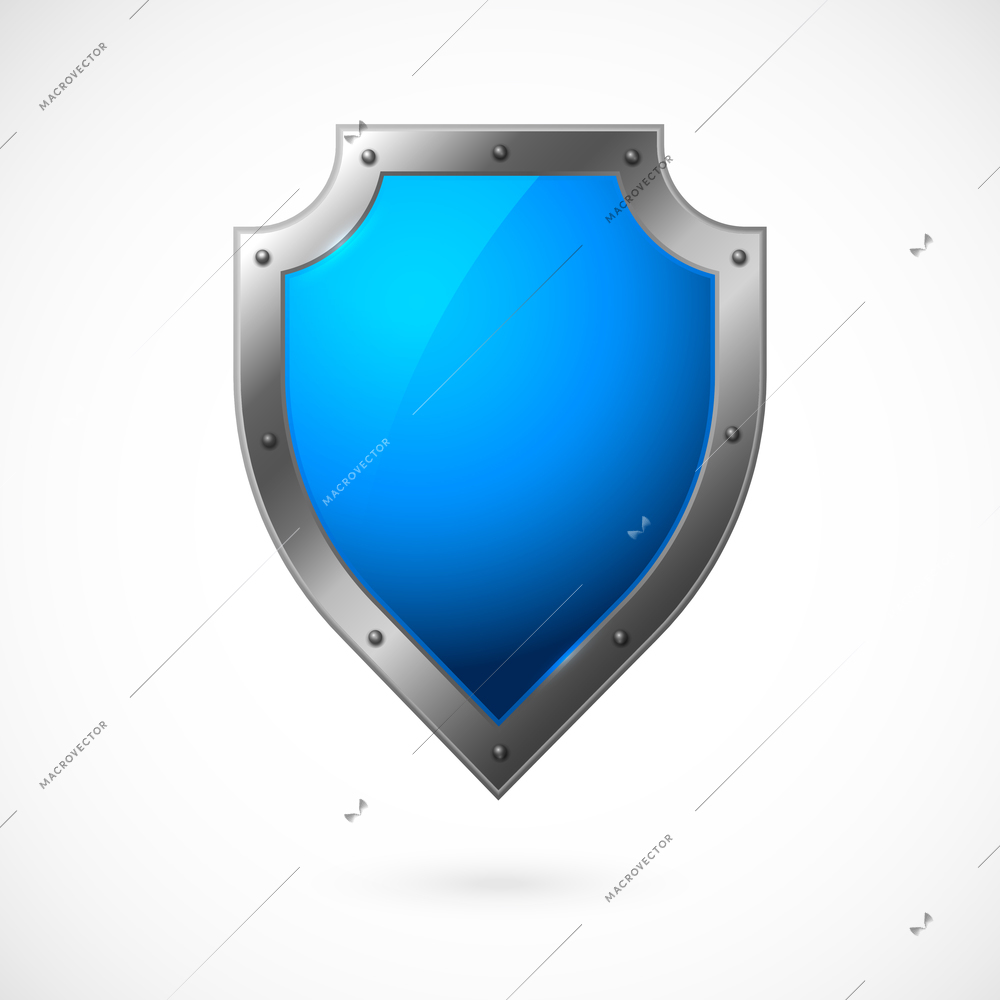 Old style steel metal shield isolated on white background vector illustration