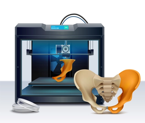 3d printing of human bones realistic composition vector illustration