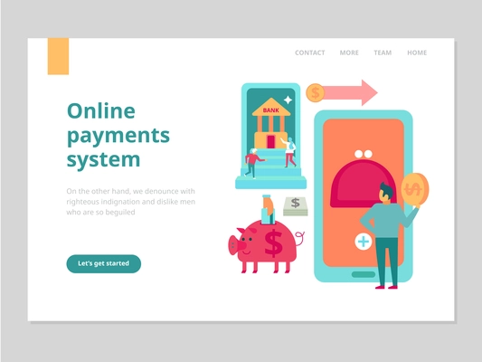 Finance web banner with concept of online payments system on white background flat vector illustration