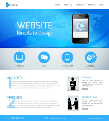 Website design template with menu and navigation layout elements vector illustration.