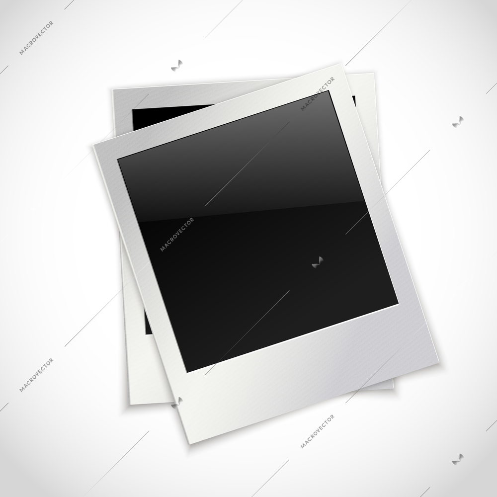 Photo frames retro instant picture black cards isolated on white background vector illustration.