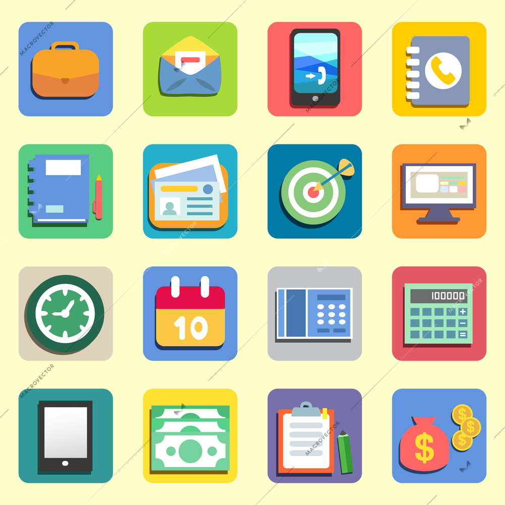 Business flat icons set for web or mobile vector illustration