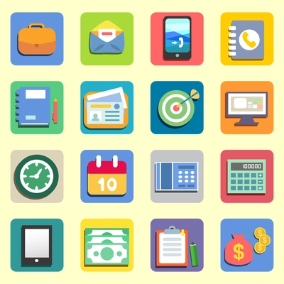 Business flat icons set for web or mobile vector illustration