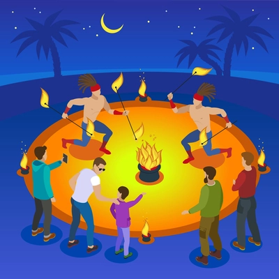 Fire show composition with fun and amusement symbols flat vector illustration