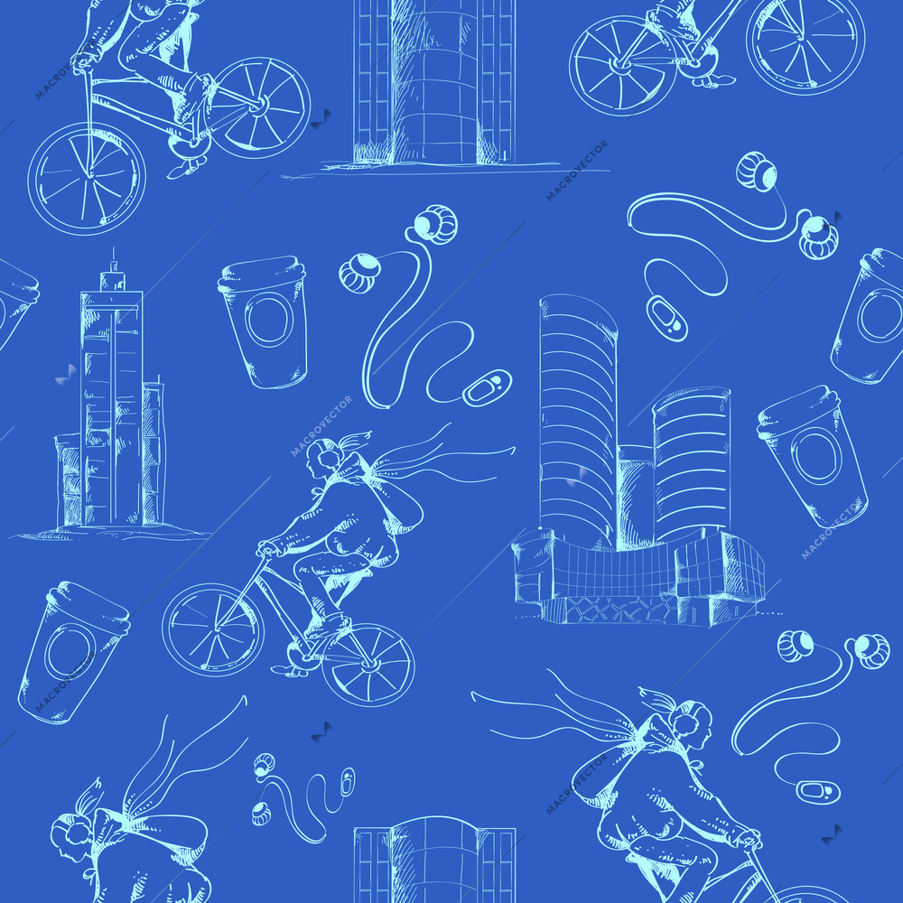 Modern urban city blueprint seamless pattern abstract design vector illustration