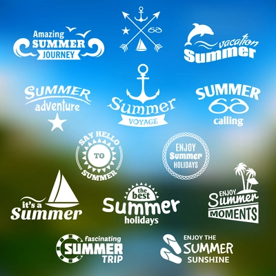 Vintage summer voyage amazing journey elements label set vector illustration