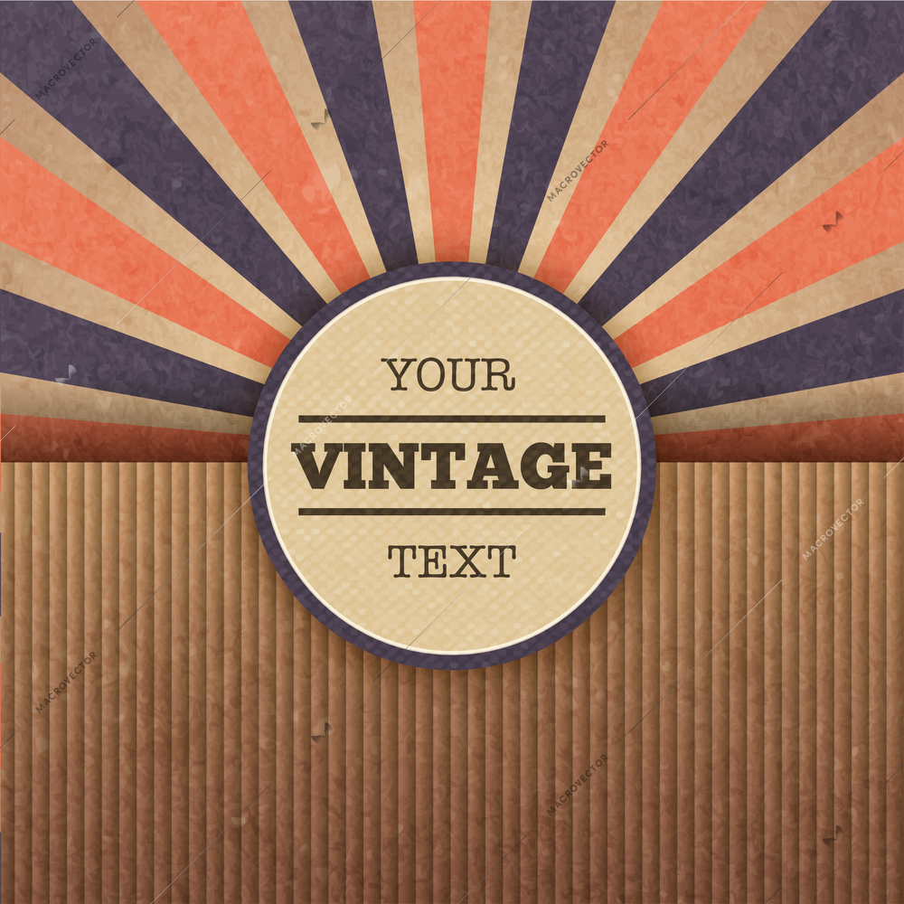 Retro sunburst cover poster layout vector illustration