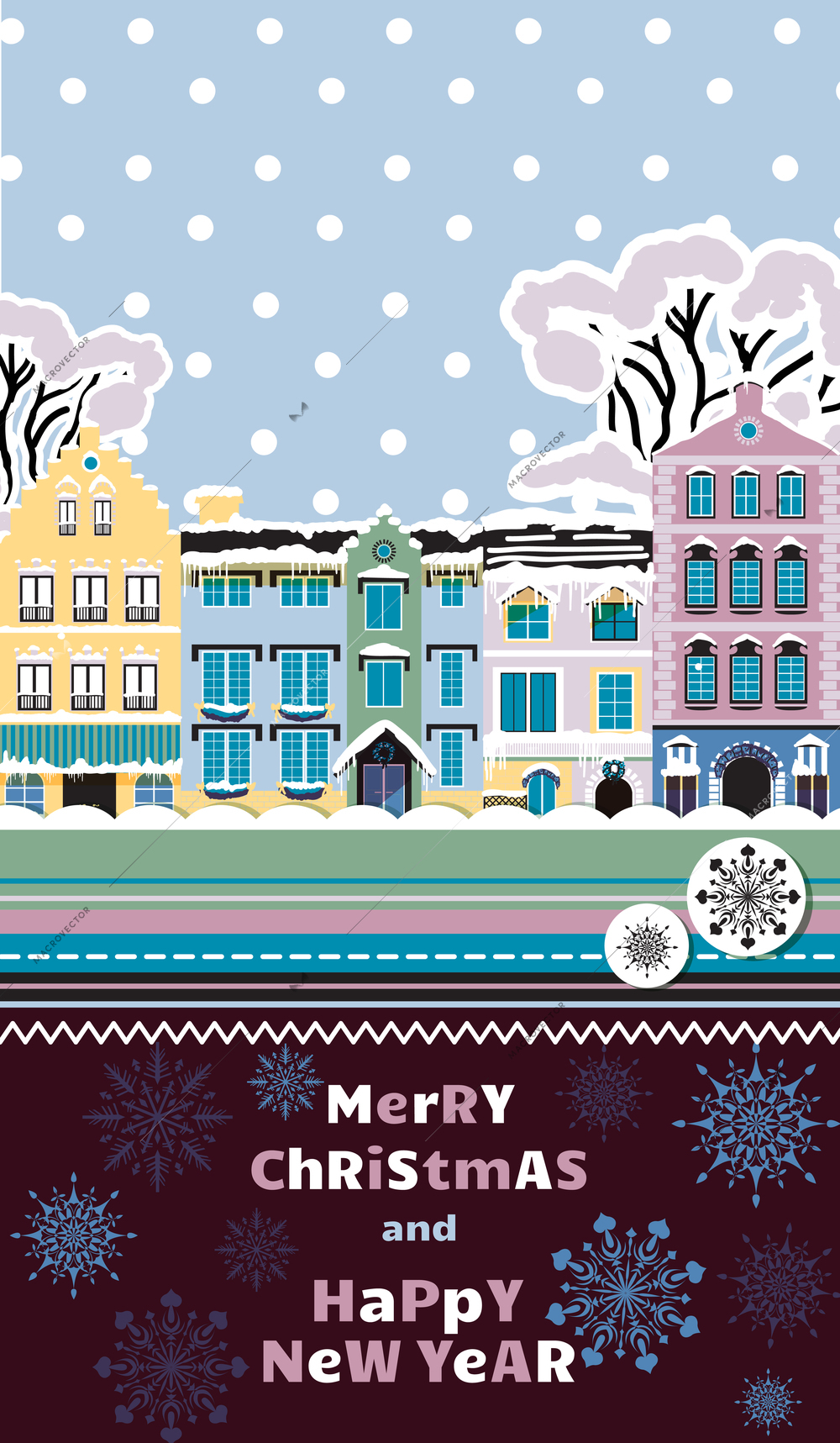Christmas snowflakes invitation card template vector illustration