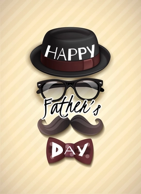 Illustration Greeting Fathers Day Hat Mustache Stock Vector