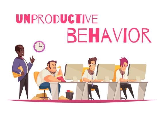 Unproductive behavior concept with overeating and gluttony symbols flat vector illustration