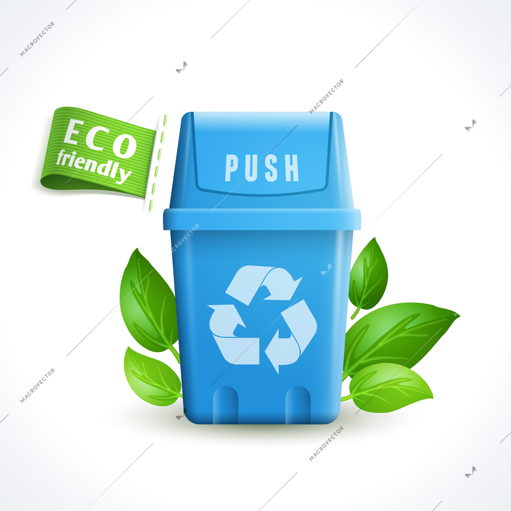 Ecology and waste global environment trash can with recycling symbol isolated on white background vector illustration